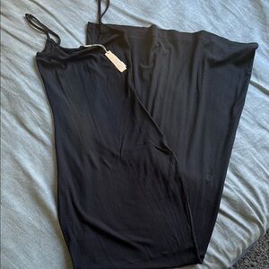Skims Long Slip Dress in Onyx